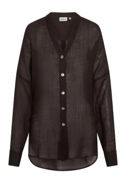 Monday Swimwear Tops^Barcelona Tunic - Espresso Crinkle Linen