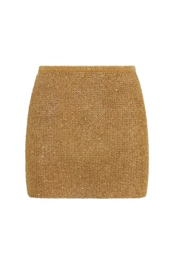 Monday Swimwear Knitwear|Bottoms^Cartagena Micro Skirt - Antique Gold Sequin Knit