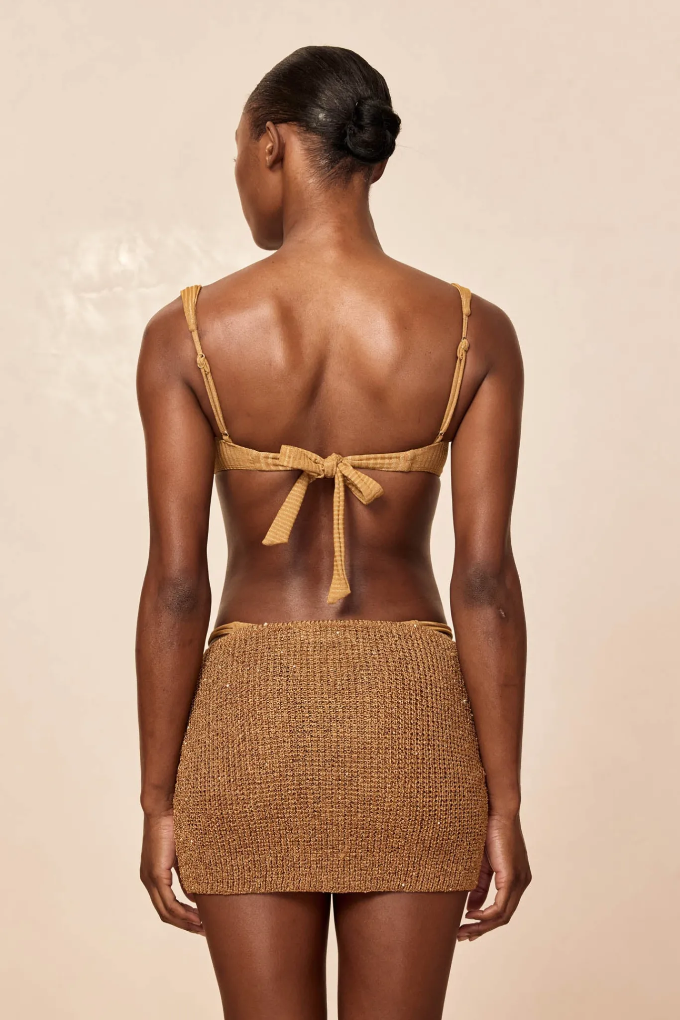Monday Swimwear Knitwear|Bottoms^Cartagena Micro Skirt - Antique Gold Sequin Knit