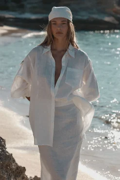 Monday Swimwear Bottoms^Fontelina Linen Skirt - White