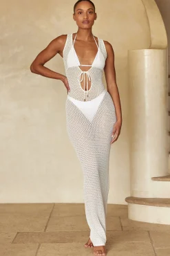 Monday Swimwear Knitwear|Dresses^Monte Carlo Tie Dress - White Lace Crochet