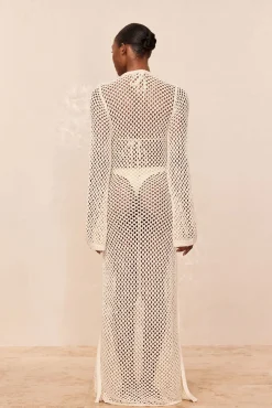Monday Swimwear Knitwear|Dresses^Montego Dress - Ivory Chunky Crochet