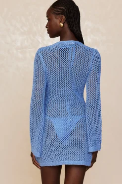 Monday Swimwear Knitwear|Dresses^Montego Mini Dress - Azure Petit Crochet