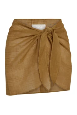 Monday Swimwear Sarongs|Bottoms^South Beach Sarong - Antique Gold Crinkle Linen